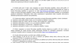 Aktuality / A Szlovákia területére történő belépésre vonatkozó intézkedések 2021. július 19-től. - foto