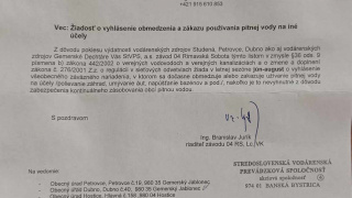 Aktuality / Nyilatkozat az ivóvíz egyéb célú felhasználásának korlátozásáról és tilalmáról - foto